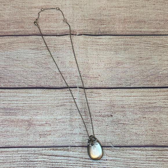 Alexis Bittar Necklace Chain Teardrop Lucite Pendant Rhinestone